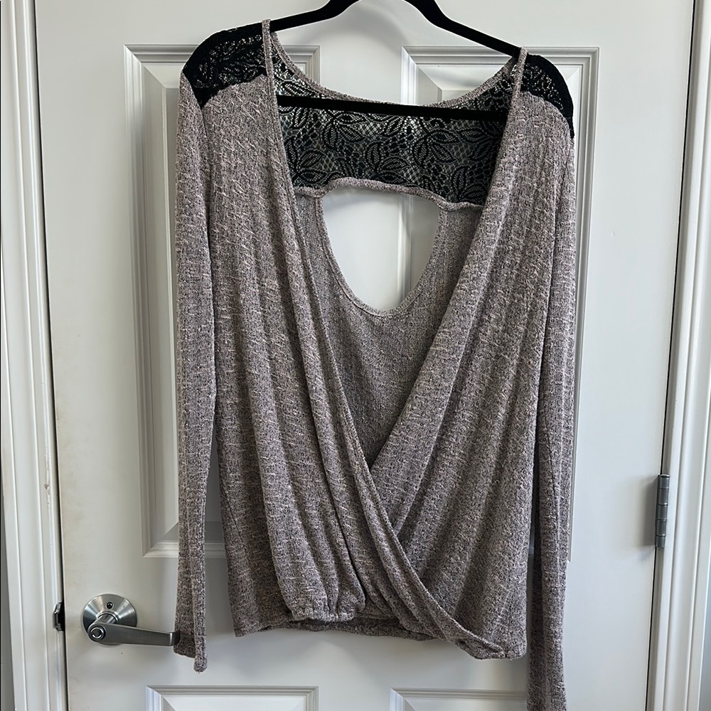 Maurices Gray and Black Lace Top